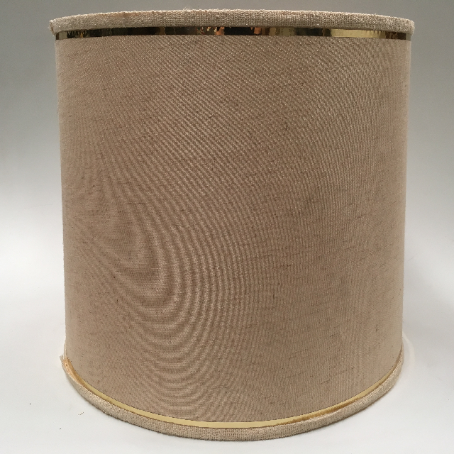 LAMPSHADE, 1960s 70s (Large) Natural w Gold Trim